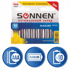 Батарейки алкалиновые Sonnen Alkaline LR03 (AAA) 10 шт 451089 (6) в Москве
