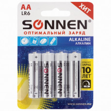 Батарейки алкалиновые Sonnen Alkaline LR6 (АА) 4 шт 451085 (12) в Москве купить