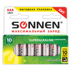 Батарейки алкалиновые Sonnen Super Alkaline LR03 (ААА) 10 шт (454232) (3) в Москве купить