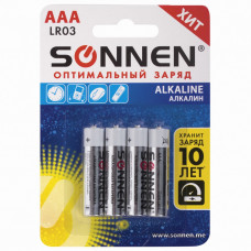 Батарейки алкалиновые Sonnen Alkaline LR03 (AAA) 4 шт 451088 (12) в Москве купить