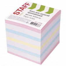 Блок для записей с клеевым краем Staff куб 9х9х9 см цветной/белый 129208 (4) в Москве купить