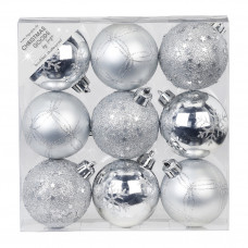 Набор ёлочных шаров INGE'S Christmas Decor 81191G002 d 6 см, серебро (9 шт) в Москве купить