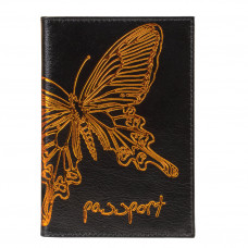 Обложка на паспорт Befler Бабочка из натуральной кожи O.14.-11 в Москве купить