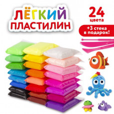 Пластилин воздушный застывающий 24 цвета 240 г 3 стека 105906 (6) в Москве