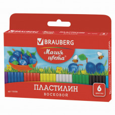 Пластилин восковой Brauberg 6 цветов 90 г со стеком 103306 в Москве